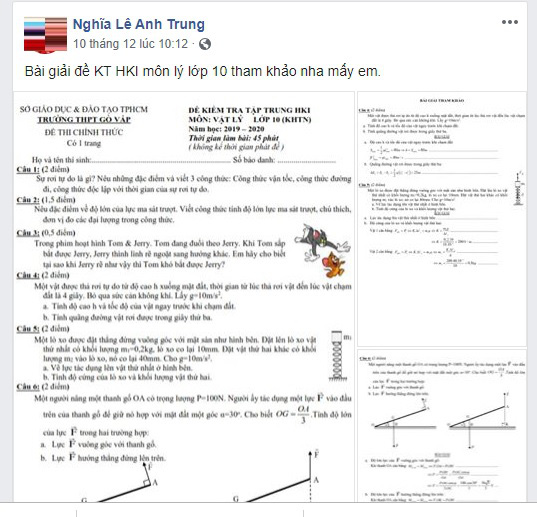 Sự thật bất ngờ vụ trò chưa thi, thầy đăng đề và đáp án trên Facebook - Ảnh 1.