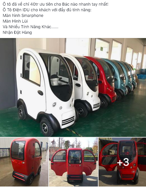 
Xe ô tô mini xuất xứ Trung Quốc giá 40 triệu đồng được đơn vị nhập khẩu rao bán trên Facebook.
