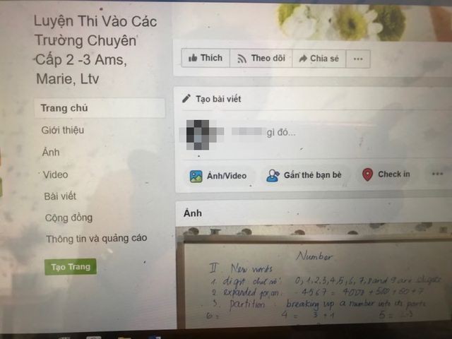 Luyện thi vào lớp 6 các trường hot được quảng cáo trên facebook