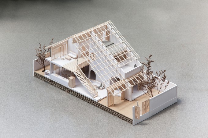 Mô hình 3D của nhà ngói.