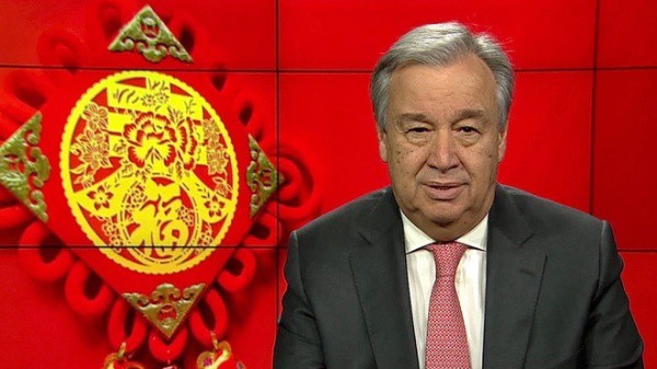 Tổng thư ký Liên Hợp Quốc Antonio Guterres gửi thông điệp chúc mừng năm mới âm lịch. Ảnh chụp màn hình.