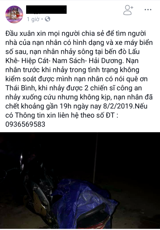 Thông tin vụ việc được đưa lên mạng xã hội nhờ tìm người thân của nam thanh niên