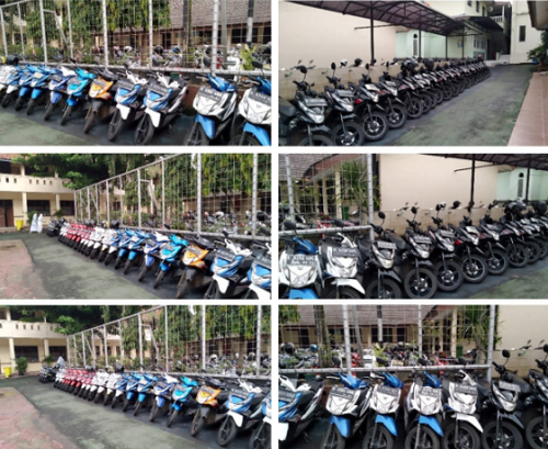 Bãi gửi xe gọn gàng ở trường SMAN 4. Ảnh: Twitter
