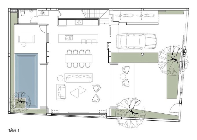 Mặt bằng tầng 1.
