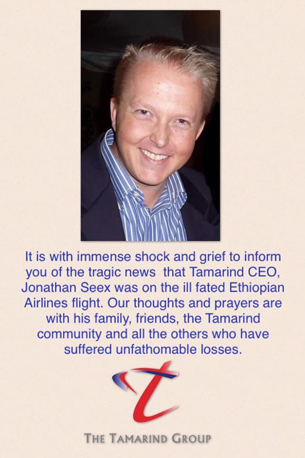 Thông báo của Tamatind Group về cái chết của CEO Jonathan Seex. Ảnh: Nation. 