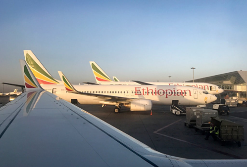 
Máy bay Boeing 737 của Ethiopian Airlines tại Sân bay Quốc tế Bole. Ảnh: AP
