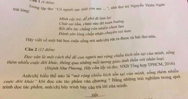 Đề thi Học sinh Giỏi cấp thành phố môn Văn của Ngọc Trân