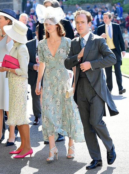 Tom Skippy Inskip và vợ đến dự đám cưới Harry hồi tháng 5 năm ngoái ở Lâu đài Windsor. Ảnh: Rex.