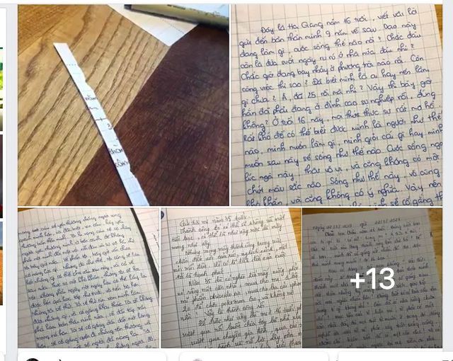 Các lá thư của học trò gửi chính mình vào thời điểm xác định mình thàn đạt, trưởng thành nhất theo đề văn của cô Trần Thị Quỳnh Anh