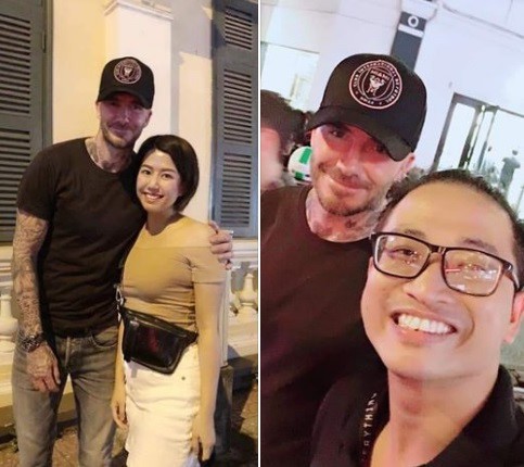 
Những CĐV may mắn được chụp hình cùng David Beckham. Ảnh: FB.
