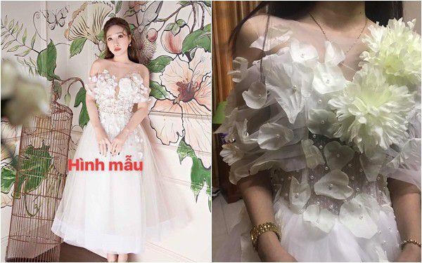 
Cô gái ở Đà Nẵng đặt mua bộ váy thiết kế sang chảnh có giá 2 triệu, nhưng nhận được sản phẩm không khác gì váy… biếm họa với các chi tiết rối rắm, sến sẩm. Ảnh: FB.

