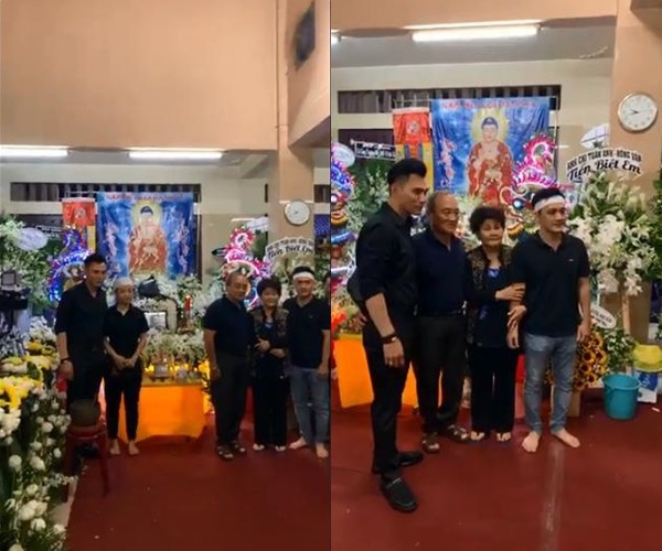 Bố mẹ nghệ sĩ Anh Vũ trong lễ tang của con trai tại chùa Ấn Quang.