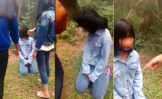 
Nữ sinh Nghệ An bị bạn đánh hội đồng. Ảnh cắt từ clip
