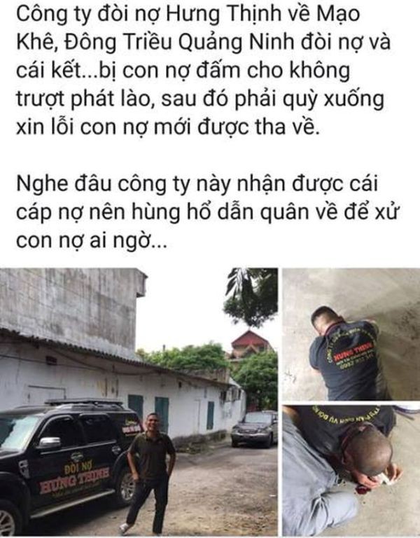 Sau khi đánh 3 nhân viên, con trai chủ nợ đã quay và phát trực tiếp lên trang cá nhân Facebook. Ảnh: Đ.Tùy