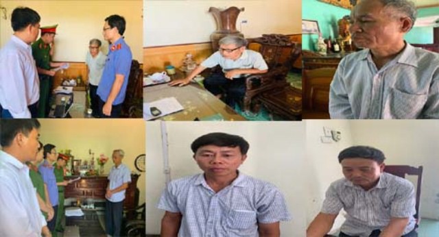 5 cựu cán bộ xã Quảng Lộc bị bắt giam liên quan tới sai phạm đất đai. Ảnh: Công an Thanh Hóa