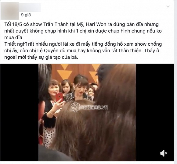 Người đăng clip chê bai Hari Won giả tạo và chảnh chọe (Nguồn ảnh: Ngoisao.vn)