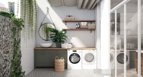 Phòng giặt chứa được tận 2 cái máy giặt