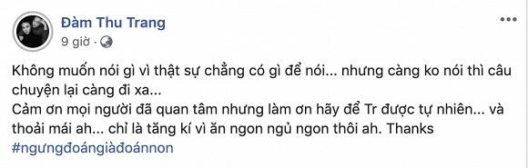 Đàm Thu Trang chính thức lên tiếng về tin đồn mang bầu với Cường đô la
