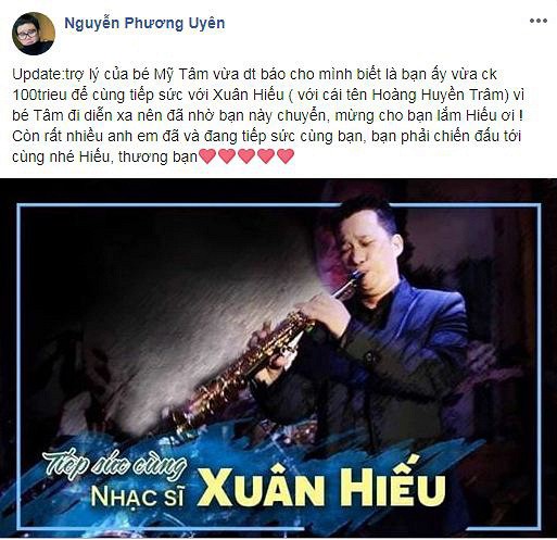 Phương Uyên cập nhật thông tin Mỹ Tâm ủng hộ 100 triệu