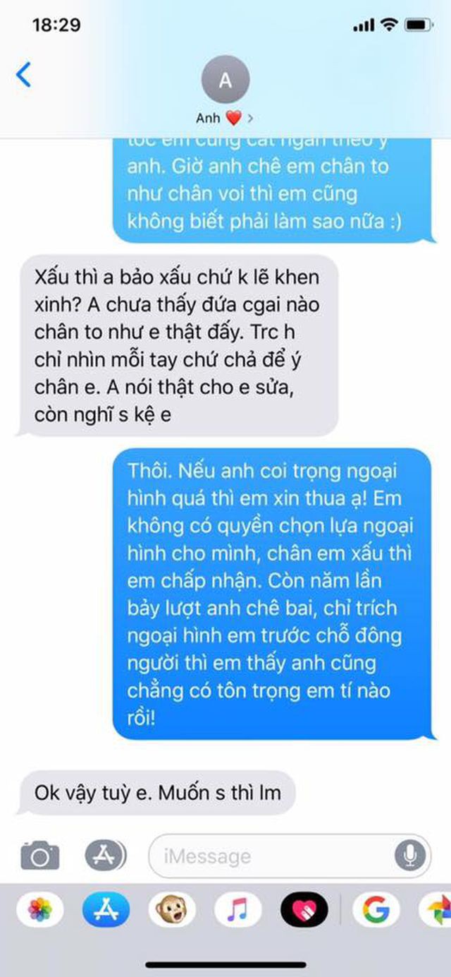 Những dòng tin nhắn gây bưc xúc cộng đồng mạng của chàng trai.