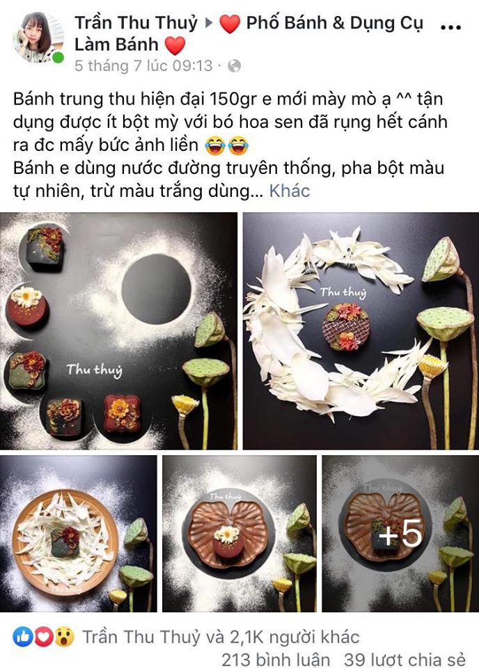 Phần chia sẻ về bánh Trung thu hiện đại của tác giả Thu Thủy thu hút tới 2100 lượt yêu thích từ cộng đồng mạng.