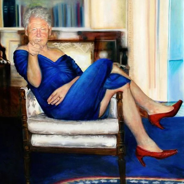 Hình ảnh gây sốc: Tranh cựu Tổng thống Bill Clinton mặc váy hở vai, đi giày cao gót trong biệt thự tỷ phú ấu dâm Mỹ - Ảnh 2.