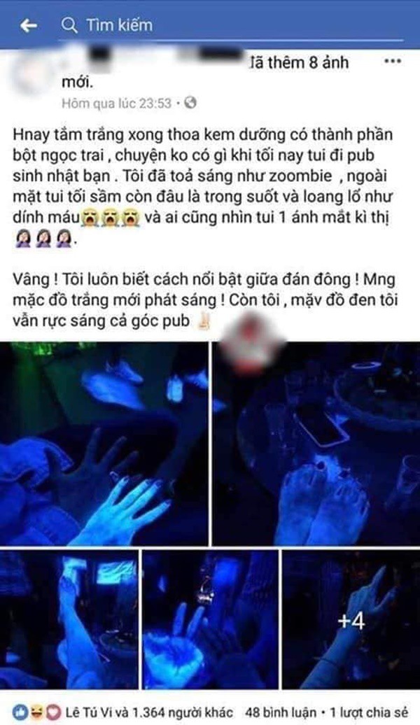 Kinh hãi hình ảnh cơ thể cô gái phát sáng như zombie khi thoa kem dưỡng sau tắm trắng - Ảnh 1.