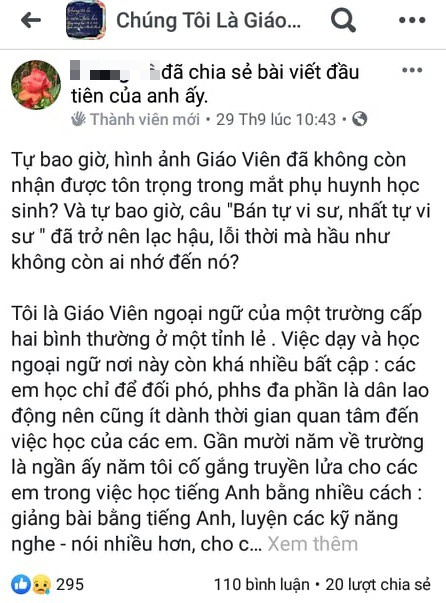 Bất ngờ với dòng chia sẻ của một giáo viên bị quy là vi phạm đạo đức nhà giáo vì... chấm cho học sinh điểm thấp - Ảnh 1.