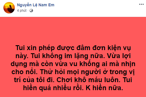 Nam Em tuyên bố đâm đơn kiện, đòi chơi đến cùng khi bị tố giật chồng người khác - Ảnh 1.