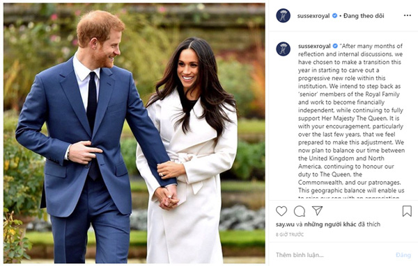 Tin sốc: Vợ chồng Hoàng tử Harry - Meghan viết đơn rút khỏi hoàng gia Anh - Ảnh 1.