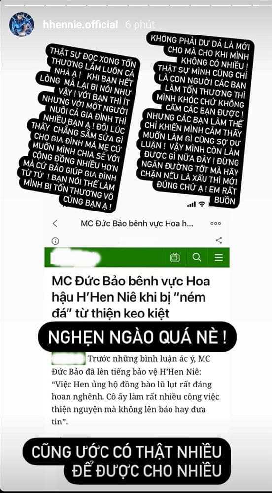 HHen Niê bật khóc khi bị chỉ trích làm từ thiện keo kiệt, chỉ ủng hộ miền Trung 50 triệu đồng - Ảnh 3.