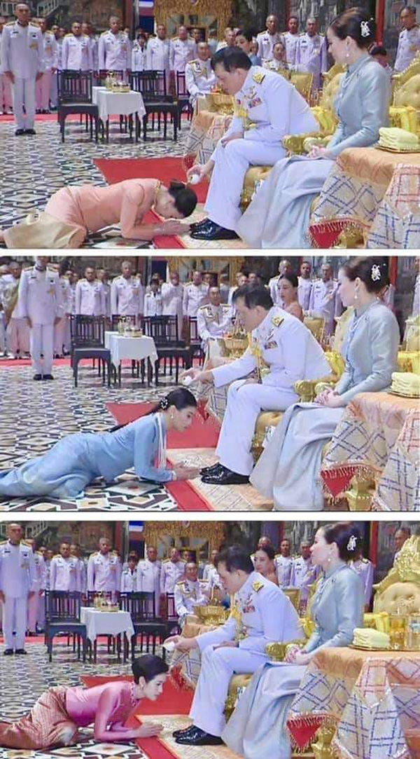 Hoàng quý phi quỳ rạp dưới chân Vua Thái Lan hành lễ, thái độ của Hoàng hậu lại gây chú ý - Ảnh 2.