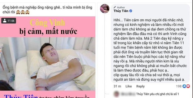 Gây tranh cãi dữ dội vì tự tay truyền nước biển cho Công Vinh, Thuỷ Tiên lên tiếng nhanh chóng nhưng vẫn bị phản đối - Ảnh 2.