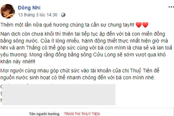 Tranh cãi chuyện vợ chồng Đông Nhi - Ông Cao Thắng keo kiệt chi tiền từ thiện - Ảnh 2.