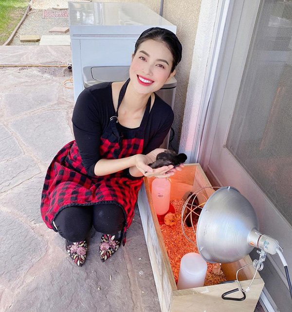 Toàn mặc đơn giản ở nhà, Phạm Hương nay chỉ vào bếp cũng chọn váy, đeo bông tai điệu đà T - Ảnh 6.