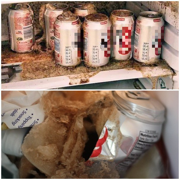 Tủ lạnh nổ tan tành vì thói quen bỏ lon nước ngọt có gas vào ngăn đá uống cho mát của nhiều người - Ảnh 3.