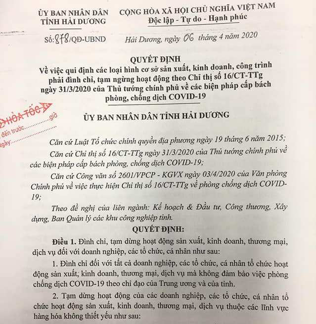 Hải Dương: Những trường hợp nào bị đình chỉ, tạm dừng hoạt động đến 15/4? - Ảnh 3.