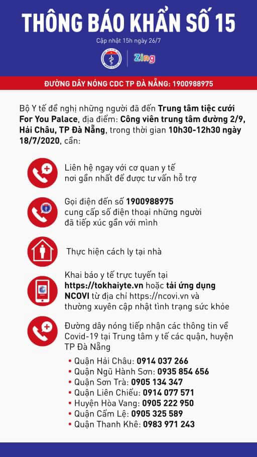 Bộ Y tế ra thông báo khẩn liên quan bệnh nhân 416 ở Đà Nẵng  - Ảnh 1.