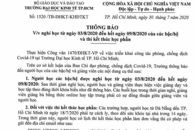 Trường ĐH đầu tiên ở TPHCM cho sinh viên nghỉ học do dịch COVID-19 quay lại - Ảnh 2.