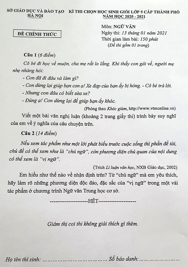 Đề Văn lớp 9 gây lú vì quá khó, dân tình đọc xong choáng nặng vì không hiểu gì! - Ảnh 1.