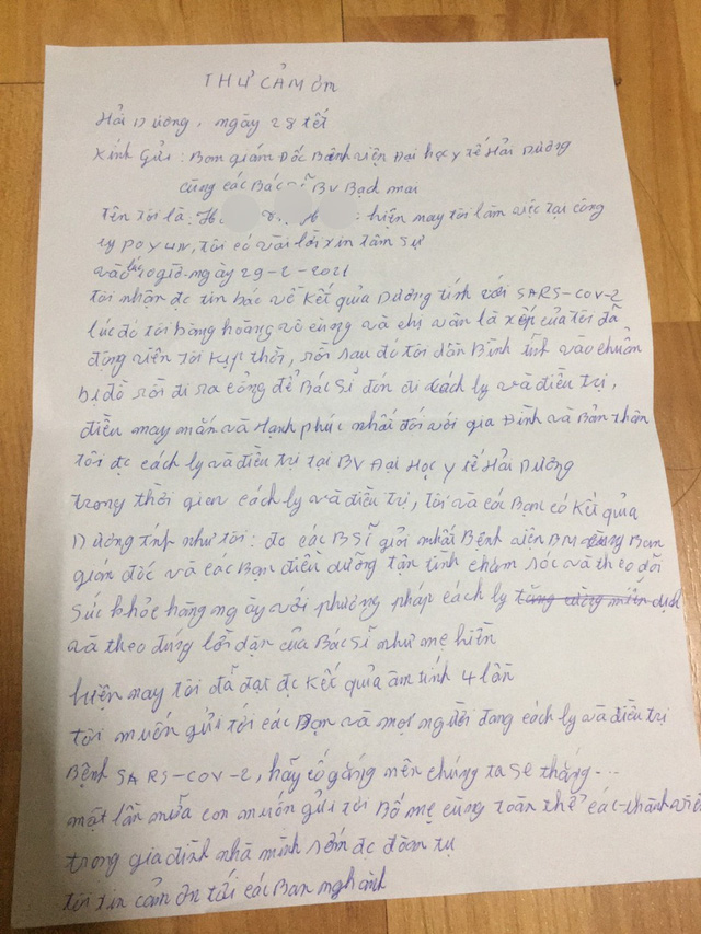 Xúc động những lá thư gửi bác sĩ của các bệnh nhân vừa được chữa khỏi COVID-19 tại Hải Dương - Ảnh 4.