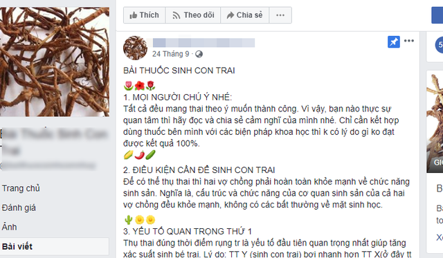 Vụ người phụ nữ bị tăng men gan 20 lần vì uống thuốc nam để sinh con trai: Chớ dại tin lời quảng cáo sinh con theo ý muốn trên mạng - Ảnh 2.