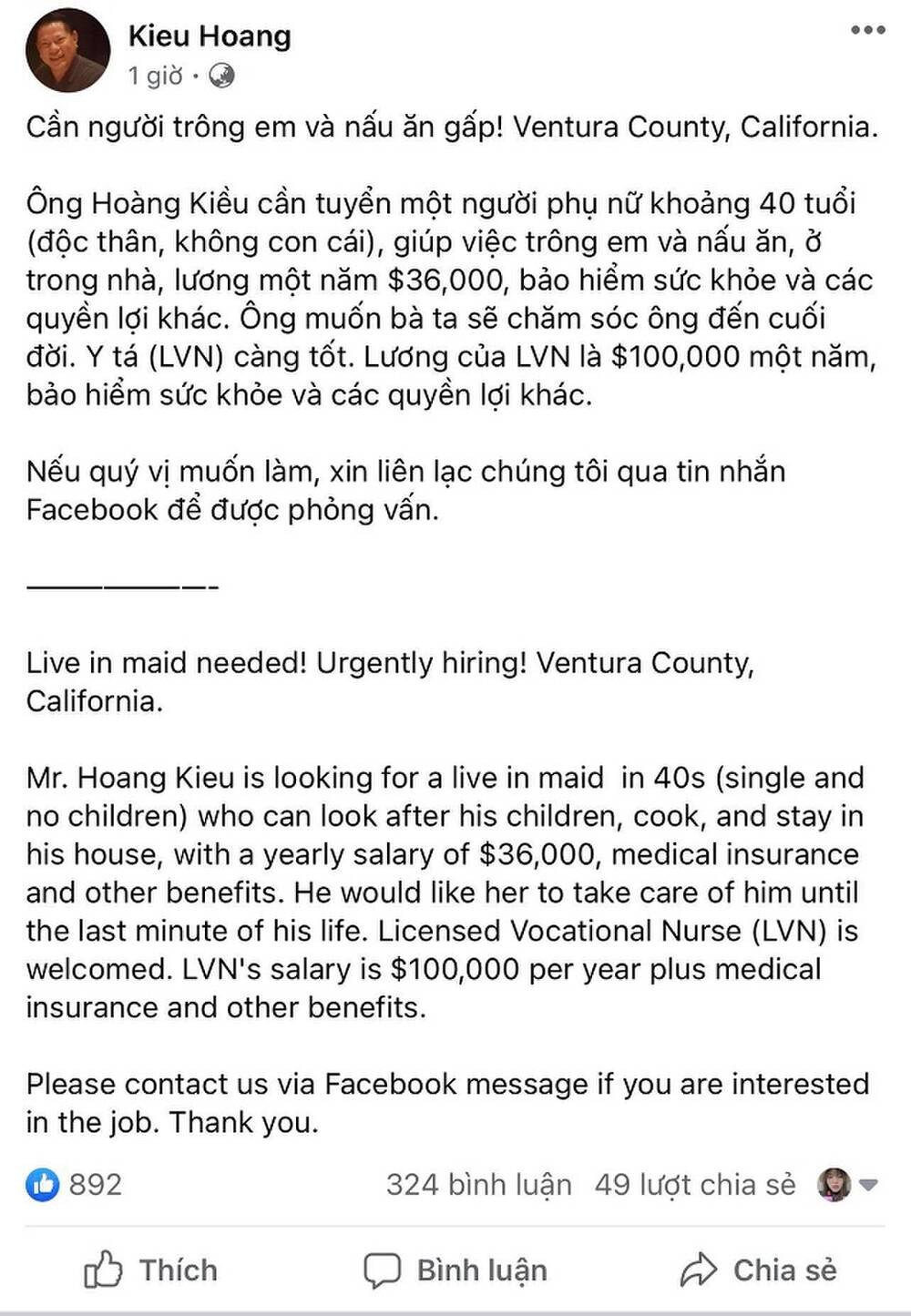 Bồ cũ tỷ ph&uacute; 77 tuổi của Ngọc Trinh đăng tuyển người chăm s&oacute;c trọn đời với mức lương 2 tỷ/năm, c&oacute; cả v&ograve;ng phỏng vấn - Ảnh 3.