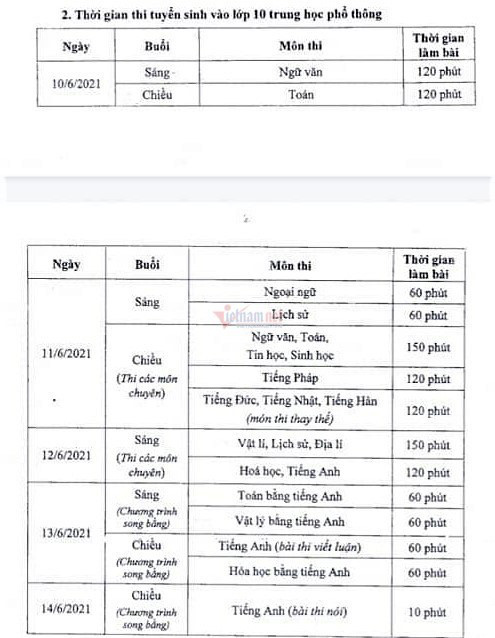 Hà Nội chốt lịch thi vào lớp 10 từ ngày 10-12/6 - Ảnh 2.