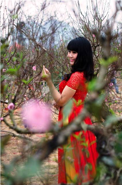 Thiếu nữ v&ugrave;ng than đẹp rạng rỡ b&ecirc;n sắc hoa xu&acirc;n 9