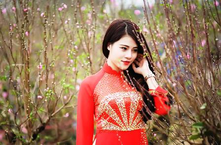 Thiếu nữ v&ugrave;ng than đẹp rạng rỡ b&ecirc;n sắc hoa xu&acirc;n 5