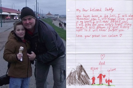 Cảm động bức thư cậu bé 9 tuổi viết cho người cha đã qua đời 1
