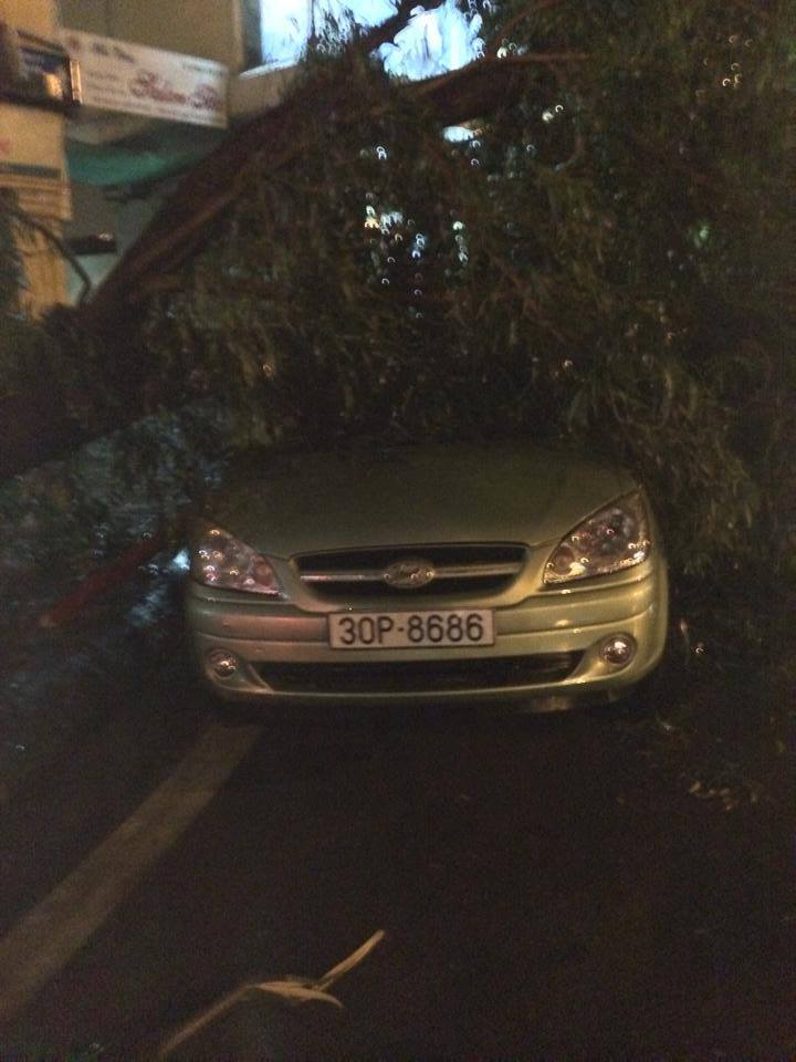 Hà Nội mưa giông lớn, cây đổ đè bẹp ô tô nằm ngổn ngang trên các tuyến phố, 1 tài xế taxi tử vong 9