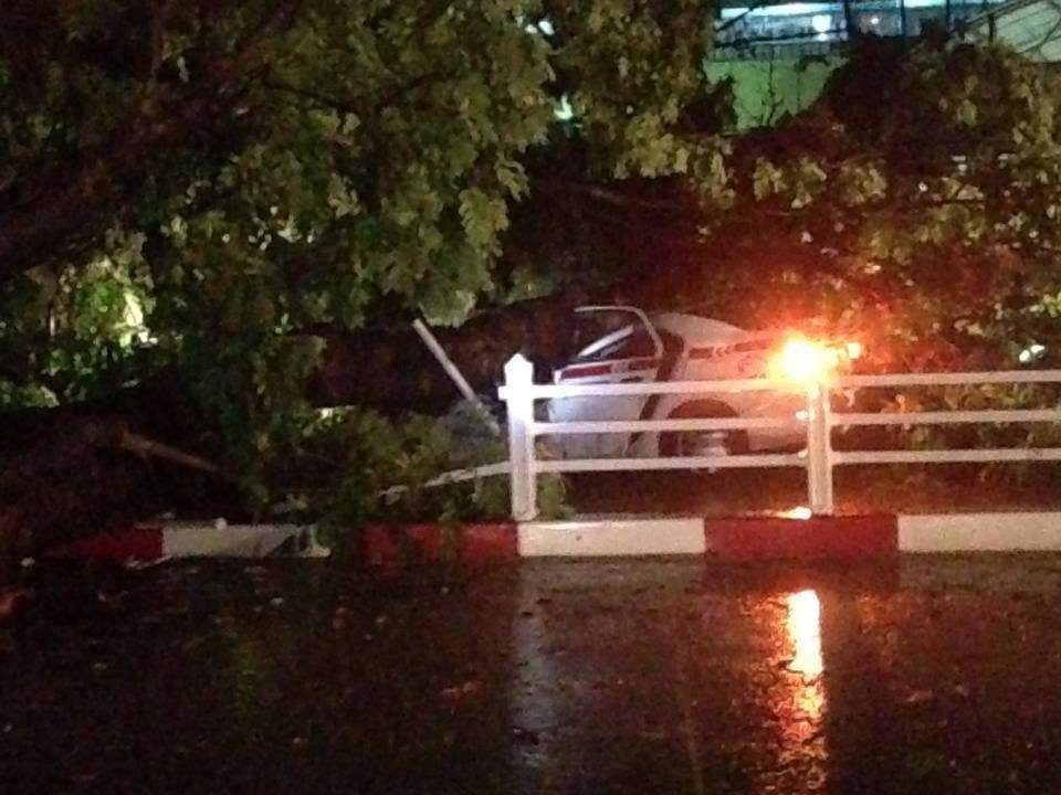 Hà Nội mưa giông lớn, cây đổ đè bẹp ô tô nằm ngổn ngang trên các tuyến phố, 1 tài xế taxi tử vong 11