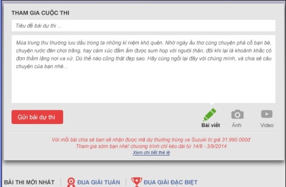Muachung.vn tri &acirc;n kh&aacute;ch h&agrave;ng: Sẻ chia kỉ niệm Trung thu, tr&uacute;ng giải xe m&aacute;y Suzuki 2